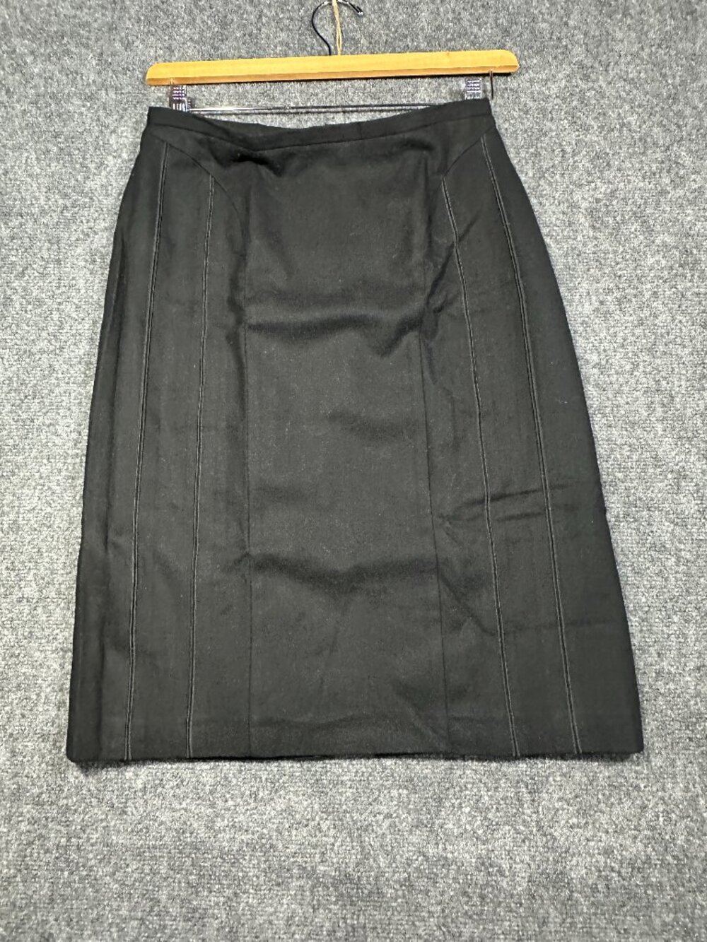 Harve Benard Skirt Womens 6 Black Wool Pencil Back Zip Lined Zip Vent Midi